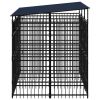 Outdoor Dog Kennel with Roof Steel 59.5 ftÂ¬â‰¤